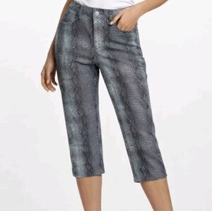 Venus Jean Capri Pants Aqua And Gray Snakeskin Animal Print Stretch Size…